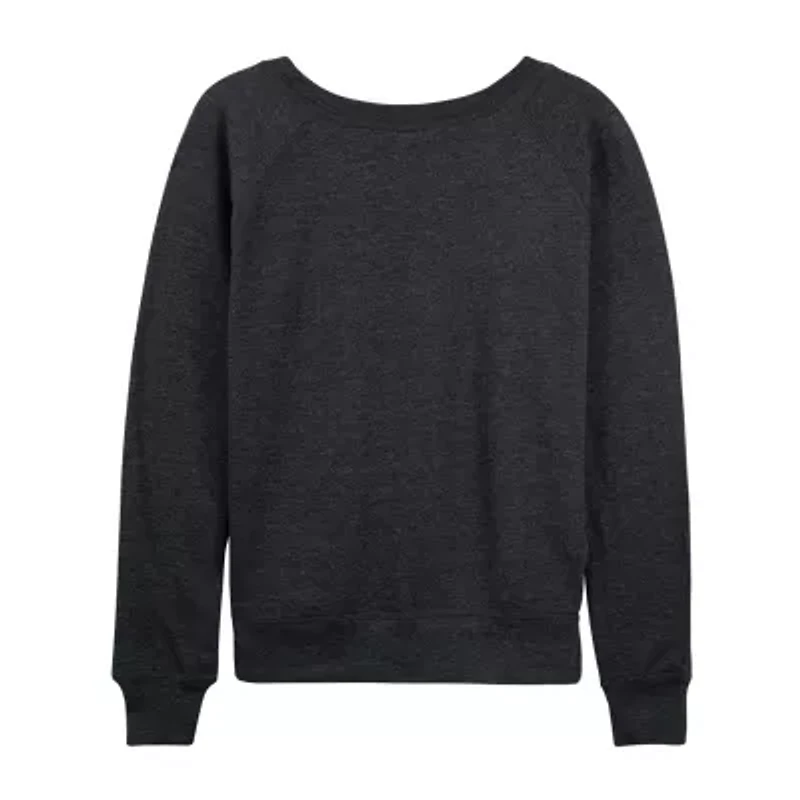 Womens Boat Neck Long Sleeve Regular Fit Wicked Graphic T-Shirt