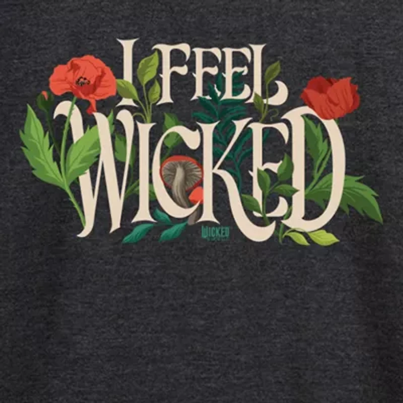 Womens Boat Neck Long Sleeve Regular Fit Wicked Graphic T-Shirt