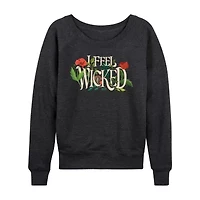 Womens Boat Neck Long Sleeve Regular Fit Wicked Graphic T-Shirt