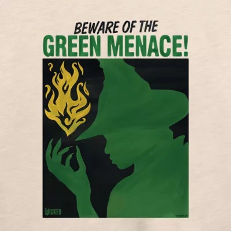 Elphaba Green Menace Womens Boat Neck Long Sleeve Wicked Graphic T-Shirt