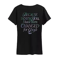 Wicked For Good Womens Crew Neck Short Sleeve Regular Fit Graphic T-Shirt
