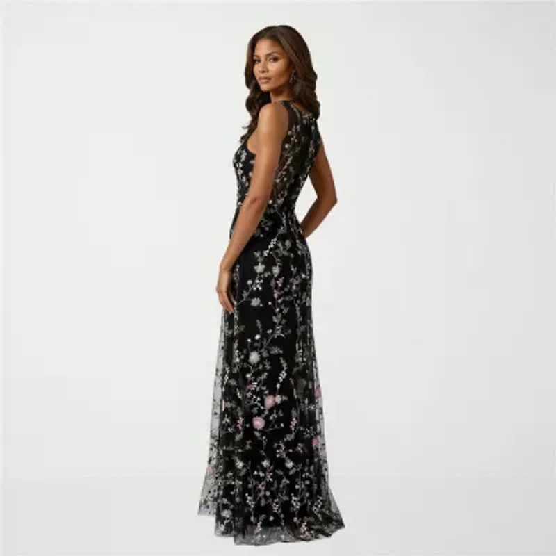 Rene by Ruiz Collection Womens Sleeveless Embroidered Evening Gown