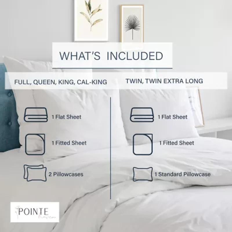 Pointehaven Print Crisp Percale Cotton Sheet Set