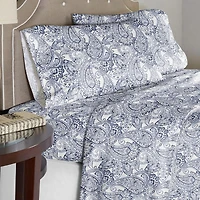 Pointehaven Print Crisp Percale Cotton Sheet Set