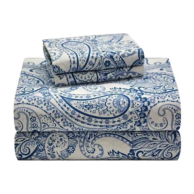 Pointehaven Print Crisp Percale Cotton Sheet Set