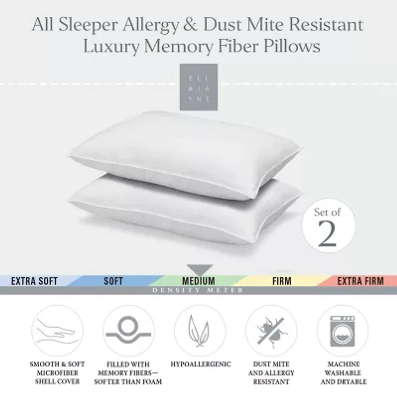 Ella Jayne 2 Pack Medium Density Bed Pillow