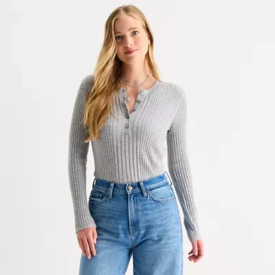 a.n.a Petite Womens Crew Neck Long Sleeve Pullover Sweater