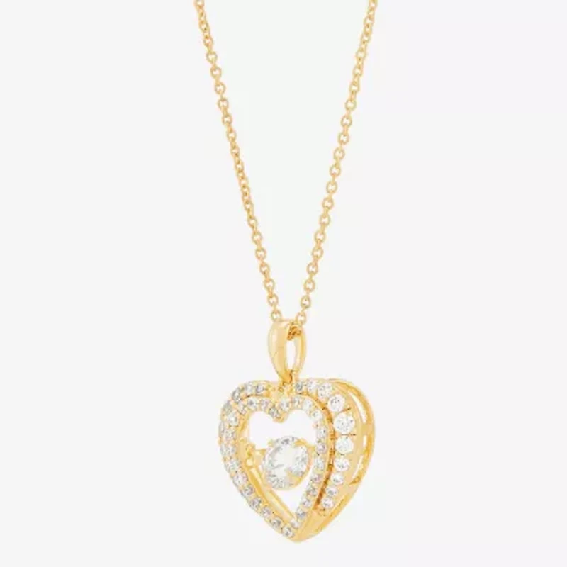 Limited Quantities! Womens CT. T.W. Lab Grown White Diamond 14K Gold Over Silver Heart 18 Inch Pendant Necklace
