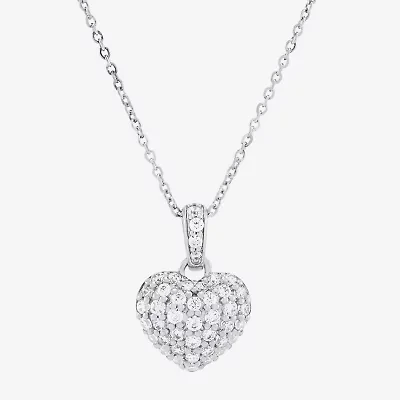 Limited Quantities! Womens 1/2 CT. T.W. Lab Grown White Diamond 10K White Gold Heart 18 Inch Pendant Necklace