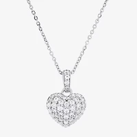 Limited Quantities! Womens 1/2 CT. T.W. Lab Grown White Diamond 10K White Gold Heart 18 Inch Pendant Necklace