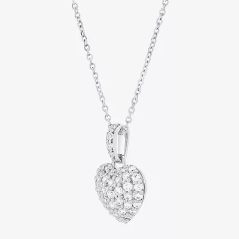 Limited Quantities! Womens 1/2 CT. T.W. Lab Grown White Diamond 10K White Gold Heart 18 Inch Pendant Necklace