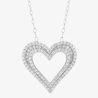 Limited Quantities! Womens 1 CT. T.W. Lab Grown White Diamond Sterling Silver Heart 18 Inch Pendant Necklace