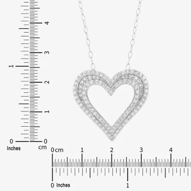 Limited Quantities! Womens 1 CT. T.W. Lab Grown White Diamond Sterling Silver Heart 18 Inch Pendant Necklace