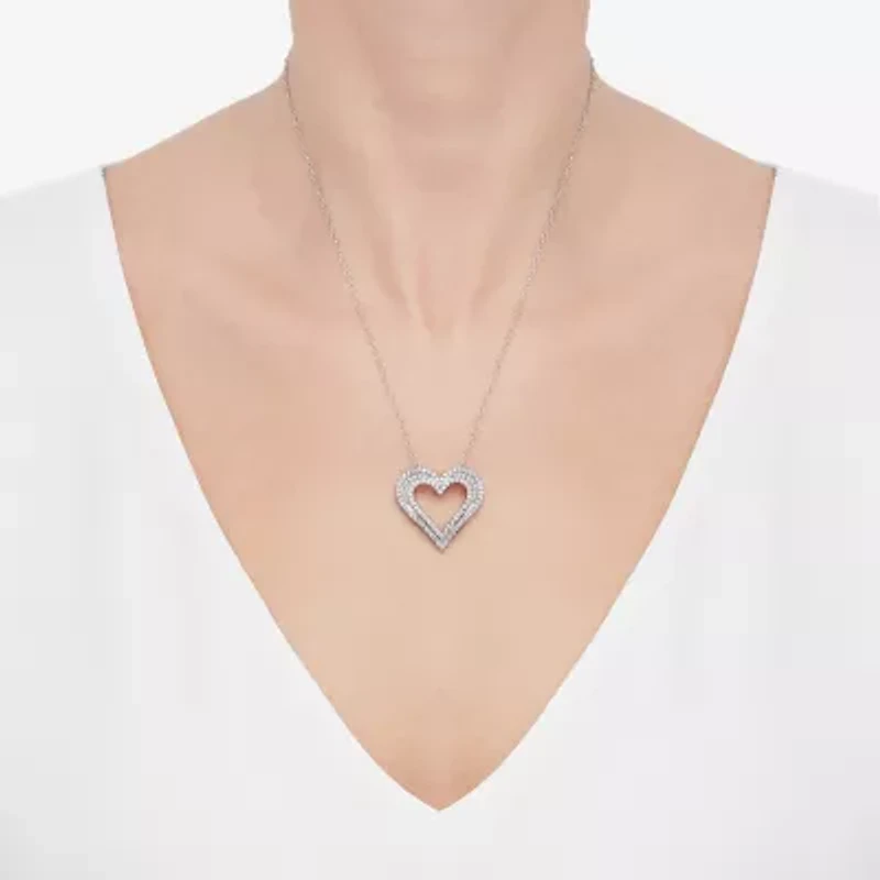 Limited Quantities! Womens 1 CT. T.W. Lab Grown White Diamond Sterling Silver Heart 18 Inch Pendant Necklace