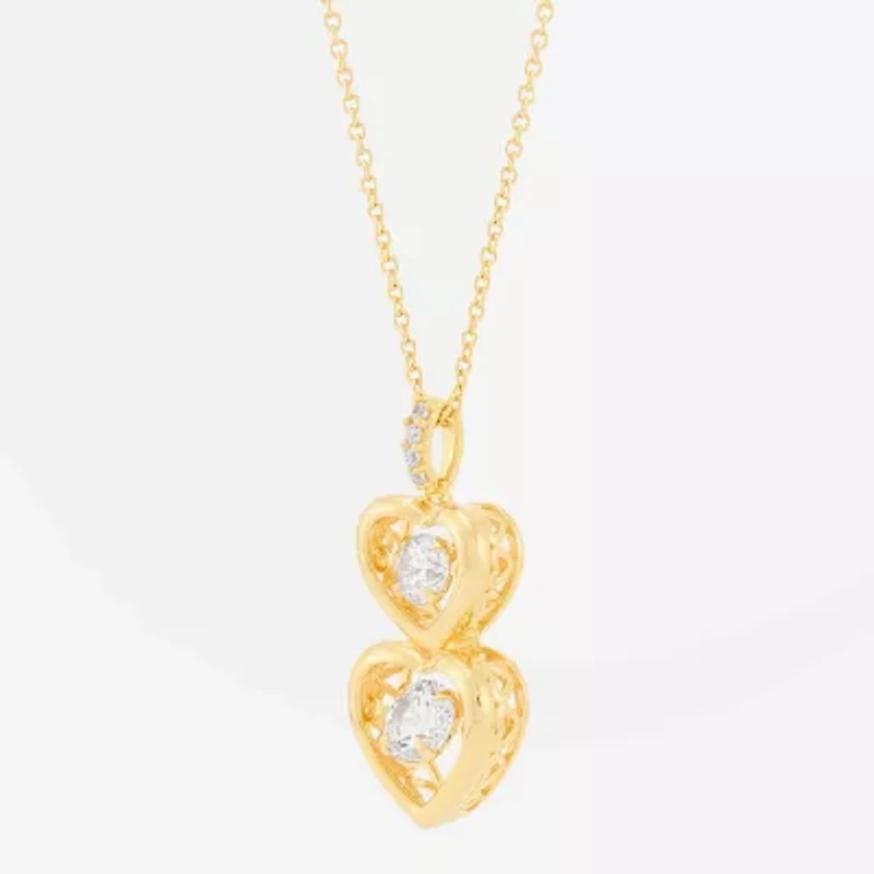 Limited Quantities! Womens 3/4 CT. T.W. Lab Grown White Diamond 14K Gold Over Silver Heart 18 Inch Pendant Necklace