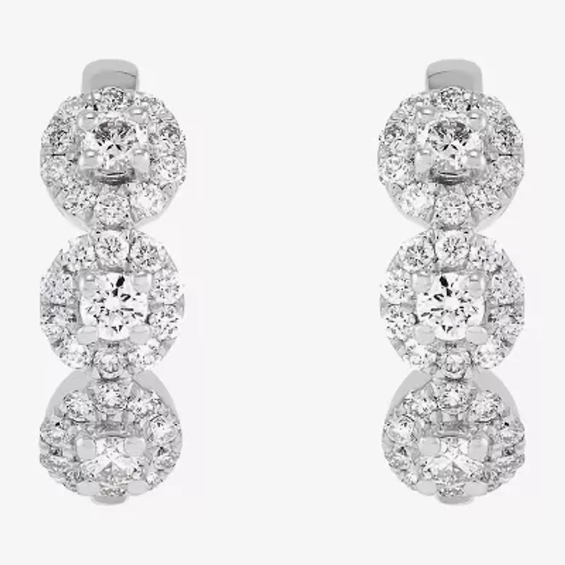 Limited Quantities! Womens 1/2 CT. T.W. Lab Grown White Diamond Sterling Silver 13.9mm Hoop Earrings