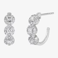Limited Quantities! Womens 1/2 CT. T.W. Lab Grown White Diamond Sterling Silver 13.9mm Hoop Earrings