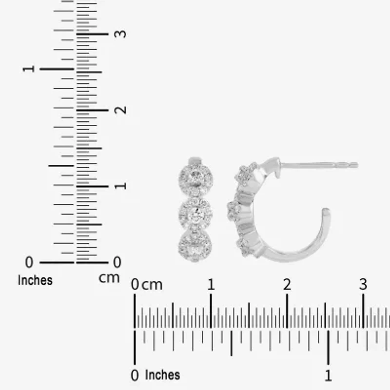 Limited Quantities! Womens 1/2 CT. T.W. Lab Grown White Diamond Sterling Silver 13.9mm Hoop Earrings