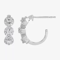 Limited Quantities! Womens 1/2 CT. T.W. Lab Grown White Diamond Sterling Silver 13.9mm Hoop Earrings
