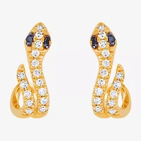 Limited Quantities! Snake Womens 1/10 CT. T.W. Natural Black Diamond 14K Gold 10.7mm Hoop Earrings