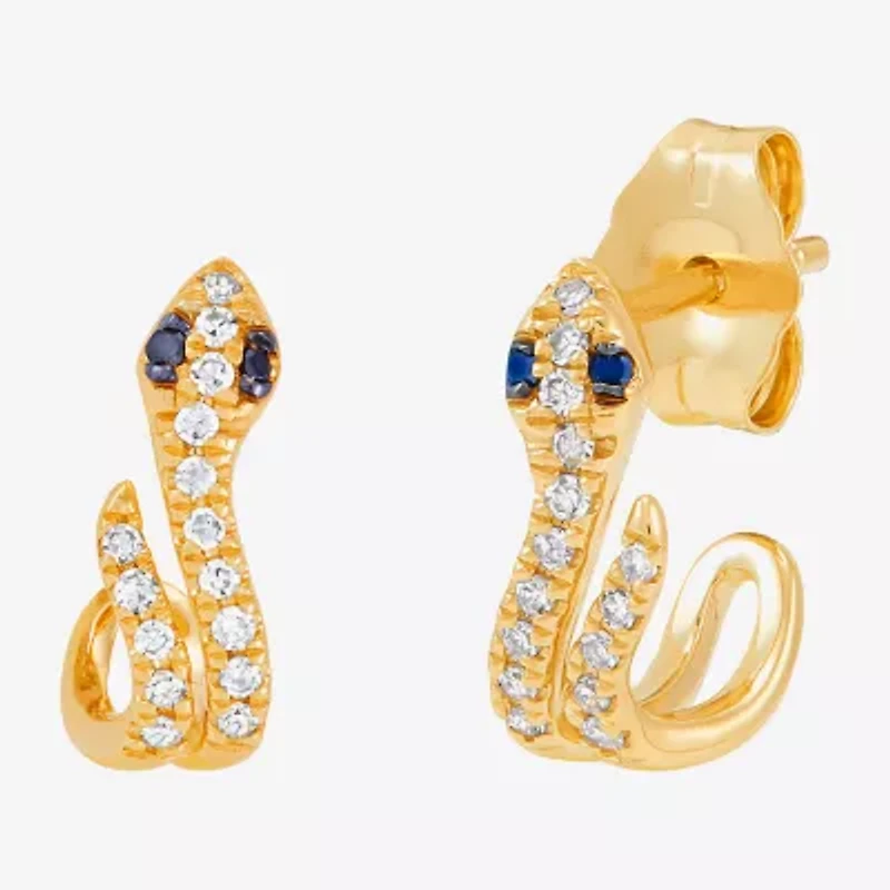 Limited Quantities! Snake Womens 1/10 CT. T.W. Natural Black Diamond 14K Gold 10.7mm Hoop Earrings