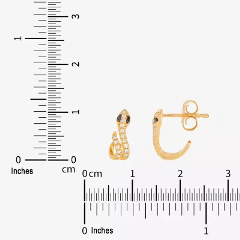 Limited Quantities! Snake Womens 1/10 CT. T.W. Natural Black Diamond 14K Gold 10.7mm Hoop Earrings