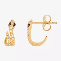 Limited Quantities! Snake Womens 1/10 CT. T.W. Natural Black Diamond 14K Gold 10.7mm Hoop Earrings