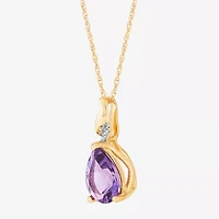 Limited Quantities! Womens Diamond Accent Genuine Purple Amethyst 10K Gold Pear 18 Inch Pendant Necklace