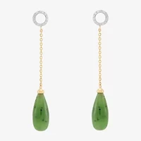 Limited Quantities! Womens 1/10 CT. T.W. Genuine Green Jade 10K Gold Drop Earrings