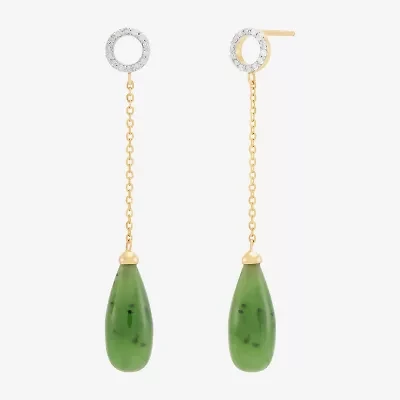 Limited Quantities! Womens 1/10 CT. T.W. Genuine Green Jade 10K Gold Drop Earrings
