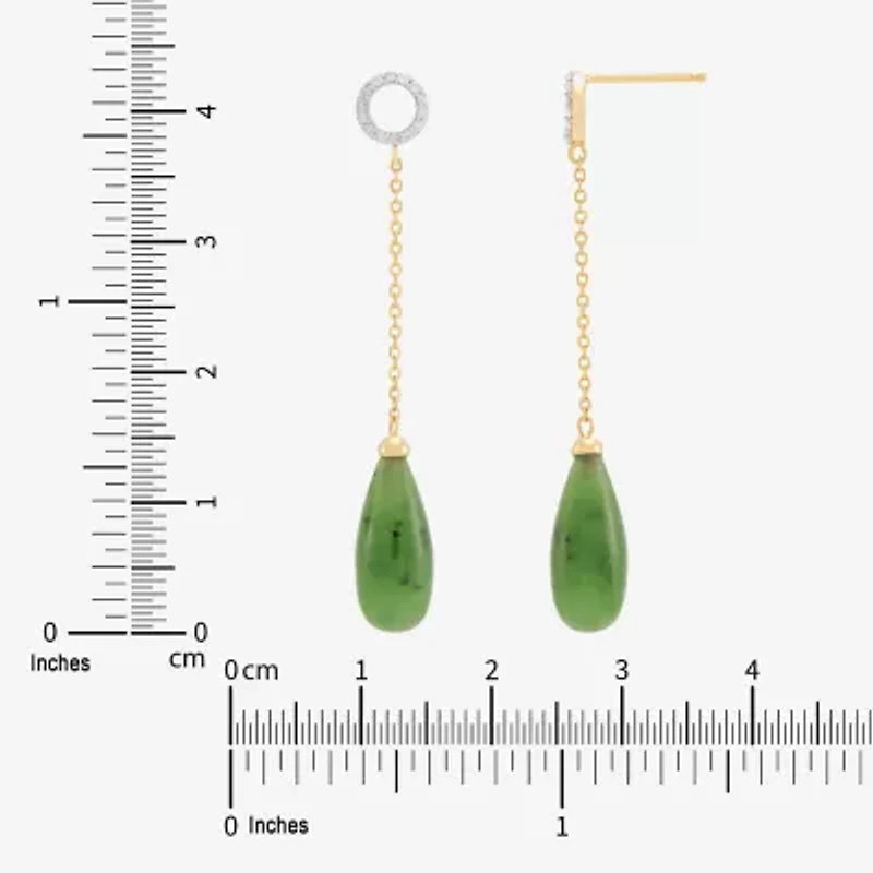 Limited Quantities! Womens 1/10 CT. T.W. Genuine Green Jade 10K Gold Drop Earrings