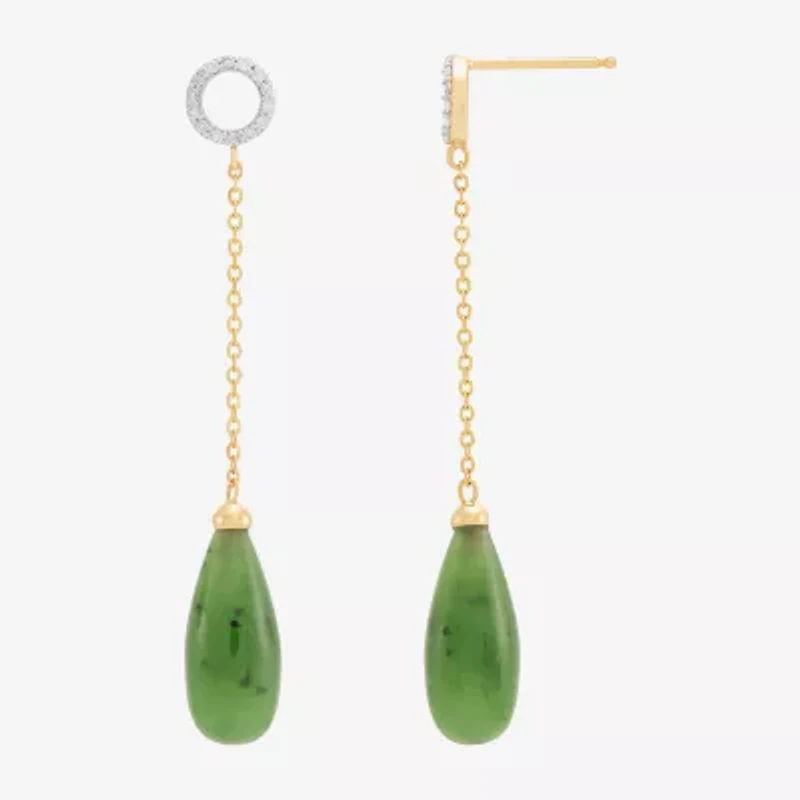 Limited Quantities! Womens 1/10 CT. T.W. Genuine Green Jade 10K Gold Drop Earrings