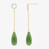 Limited Quantities! Womens 1/10 CT. T.W. Genuine Green Jade 10K Gold Drop Earrings