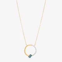 Limited Quantities! Womens 1/10 CT. T.W. Genuine Blue Topaz 10K Gold Circle 17 Inch Pendant Necklace