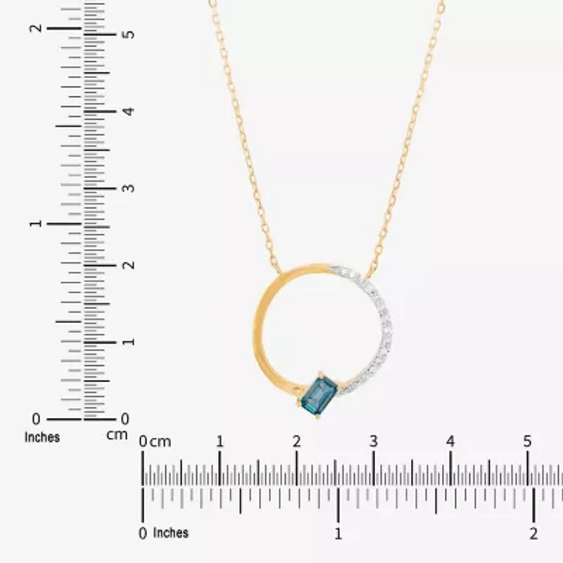 Limited Quantities! Womens 1/10 CT. T.W. Genuine Blue Topaz 10K Gold Circle 17 Inch Pendant Necklace