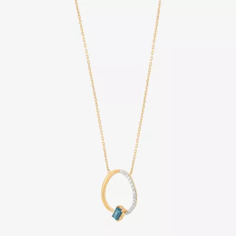 Limited Quantities! Womens 1/10 CT. T.W. Genuine Blue Topaz 10K Gold Circle 17 Inch Pendant Necklace
