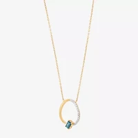 Limited Quantities! Womens 1/10 CT. T.W. Genuine Blue Topaz 10K Gold Circle 17 Inch Pendant Necklace