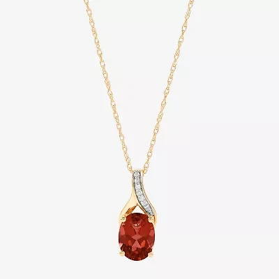 Limited Quantities! Womens Diamond Accent Genuine Red Garnet 10K Gold Oval 18 Inch Pendant Necklace