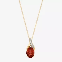 Limited Quantities! Womens Diamond Accent Genuine Red Garnet 10K Gold Oval 18 Inch Pendant Necklace