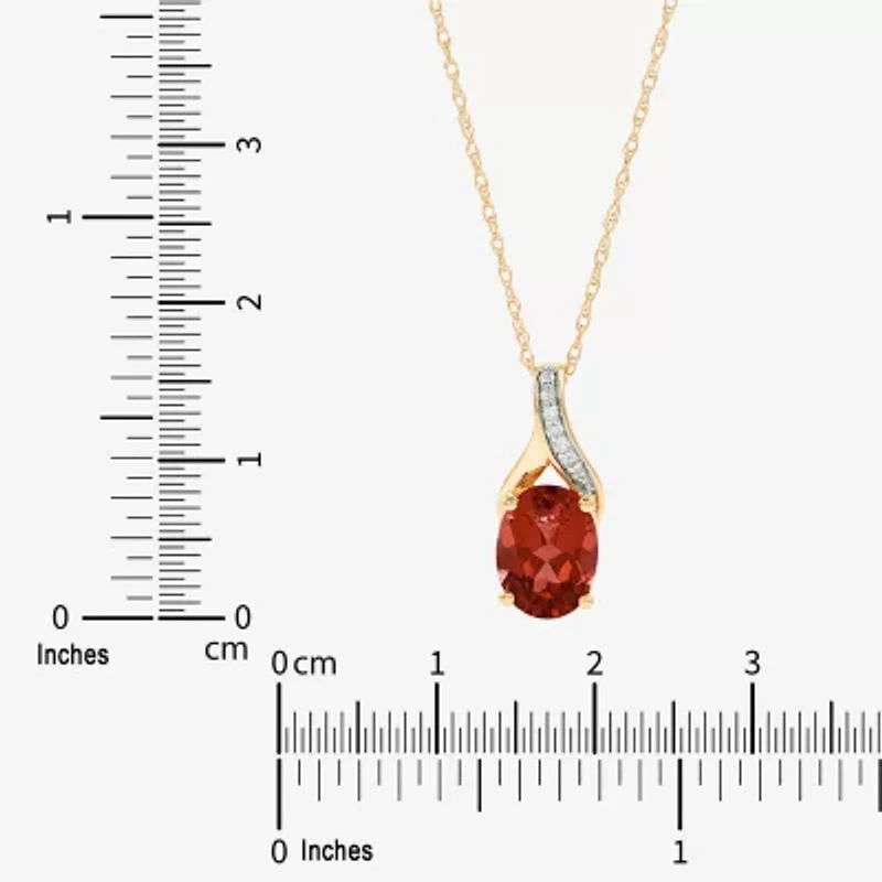 Limited Quantities! Womens Diamond Accent Genuine Red Garnet 10K Gold Oval 18 Inch Pendant Necklace