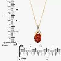 Limited Quantities! Womens Diamond Accent Genuine Red Garnet 10K Gold Oval 18 Inch Pendant Necklace