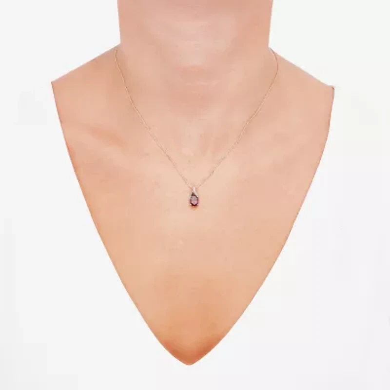 Limited Quantities! Womens Diamond Accent Genuine Red Garnet 10K Gold Oval 18 Inch Pendant Necklace