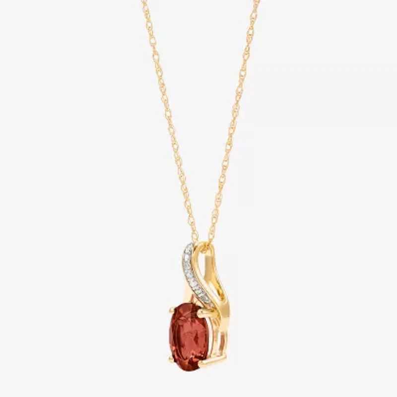 Limited Quantities! Womens Diamond Accent Genuine Red Garnet 10K Gold Oval 18 Inch Pendant Necklace