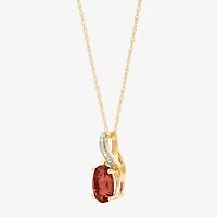 Limited Quantities! Womens Diamond Accent Genuine Red Garnet 10K Gold Oval 18 Inch Pendant Necklace