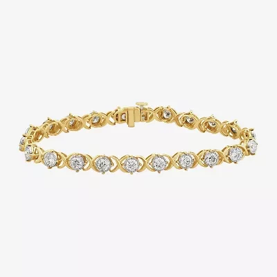 Si2 / F Womens 4 1/2 CT. T.W. Lab Grown White Diamond 10K Gold Round 8 Inch Tennis Bracelet
