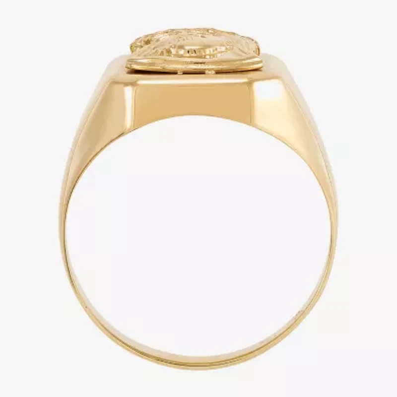 Jesus Mens 14K Gold Signet Ring