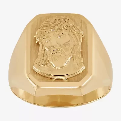 Jesus Mens 14K Gold Signet Ring