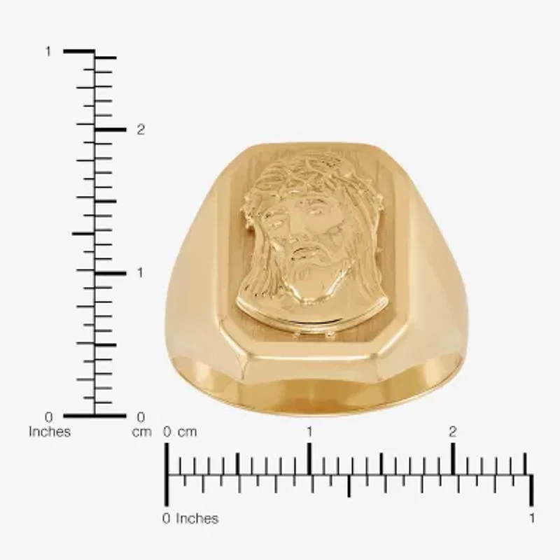 Jesus Mens 14K Gold Signet Ring