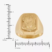 Jesus Mens 14K Gold Signet Ring
