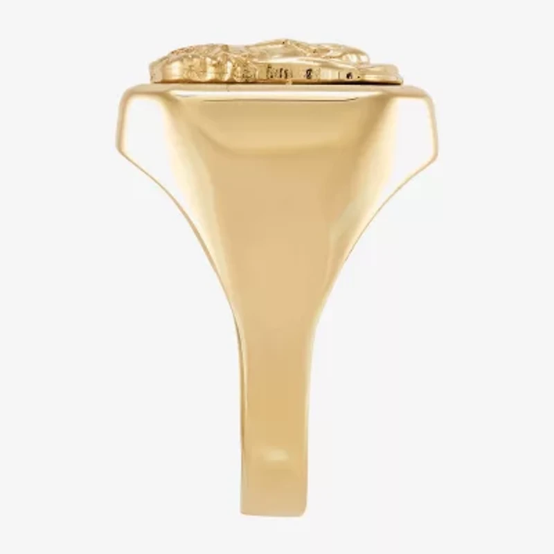 Jesus Mens 14K Gold Signet Ring